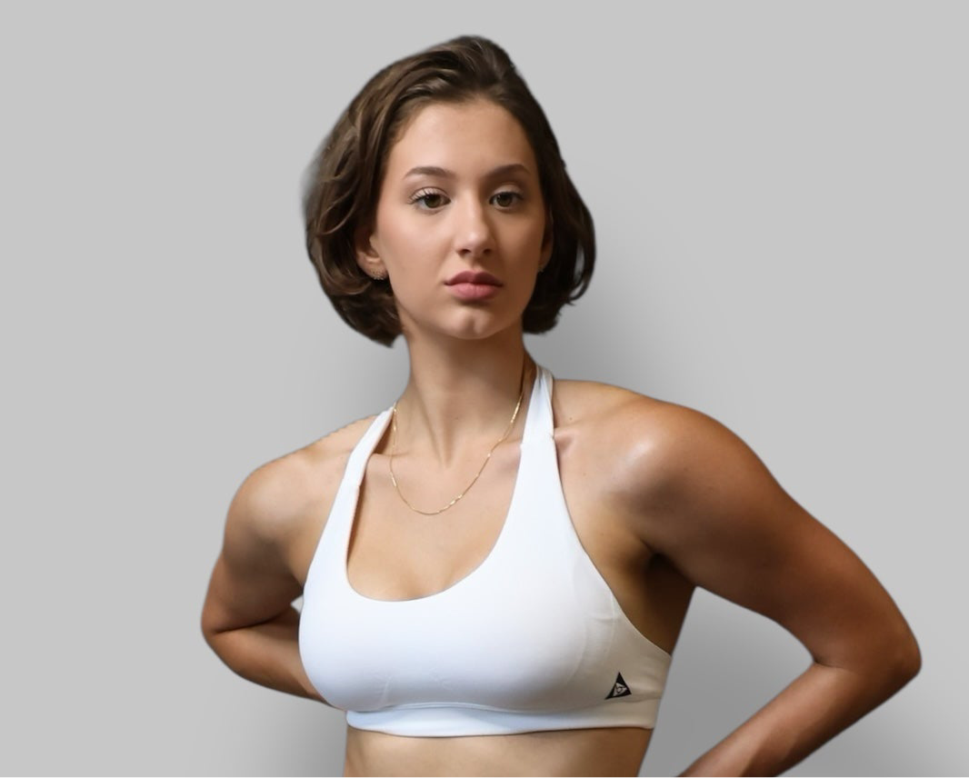 Radiance - Halter Top Sports Bra - White Lightning