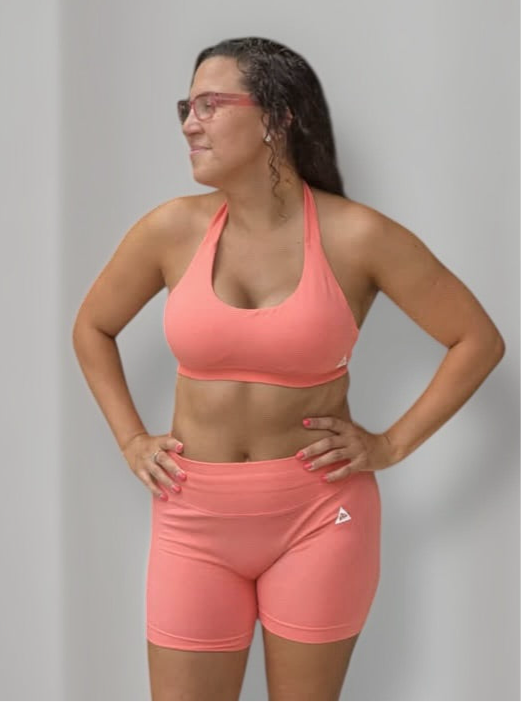 Radiance - Halter Top Sports Bra - Coral Pink