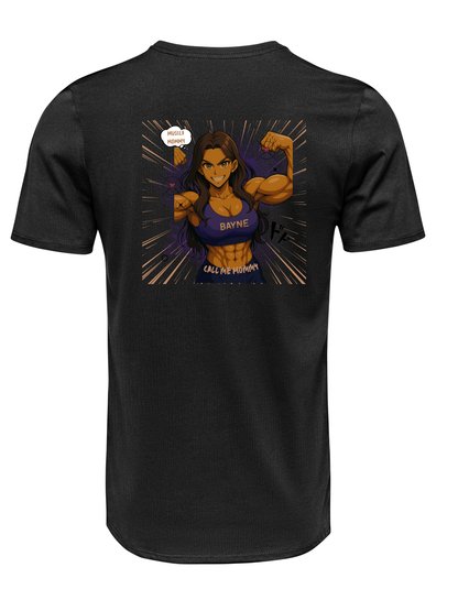 Bayne Anime 'MUSCLE MOMMY' T-Shirt - Black