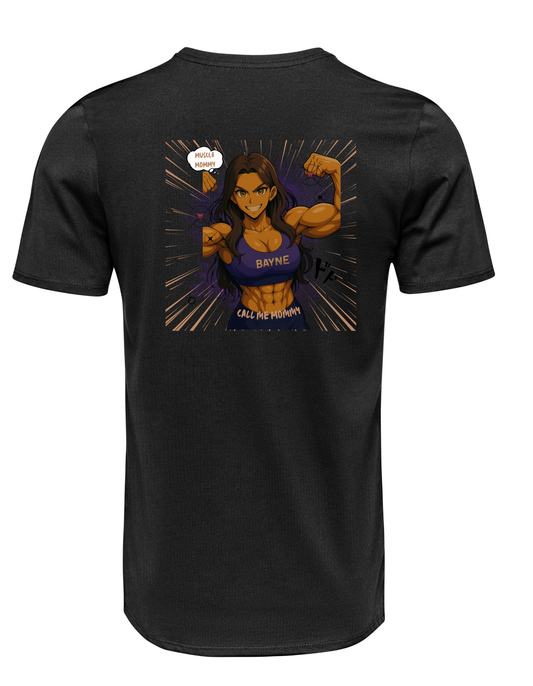 Bayne Anime 'MUSCLE MOMMY' T-Shirt - Black