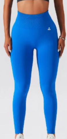 Ladies Electric Blue Workout Leggings - High Waisted
