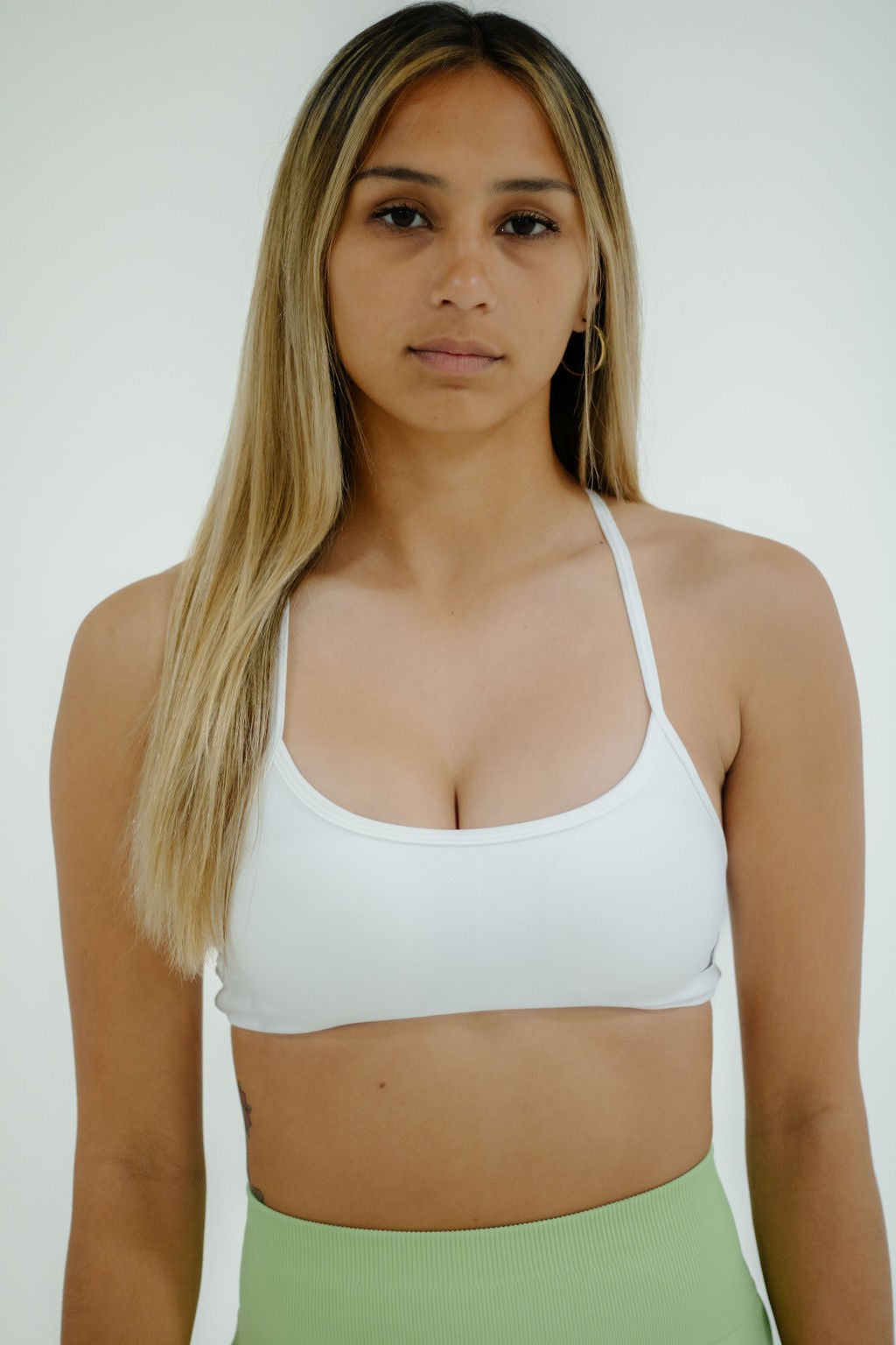 Double Looped Sports Bra - White